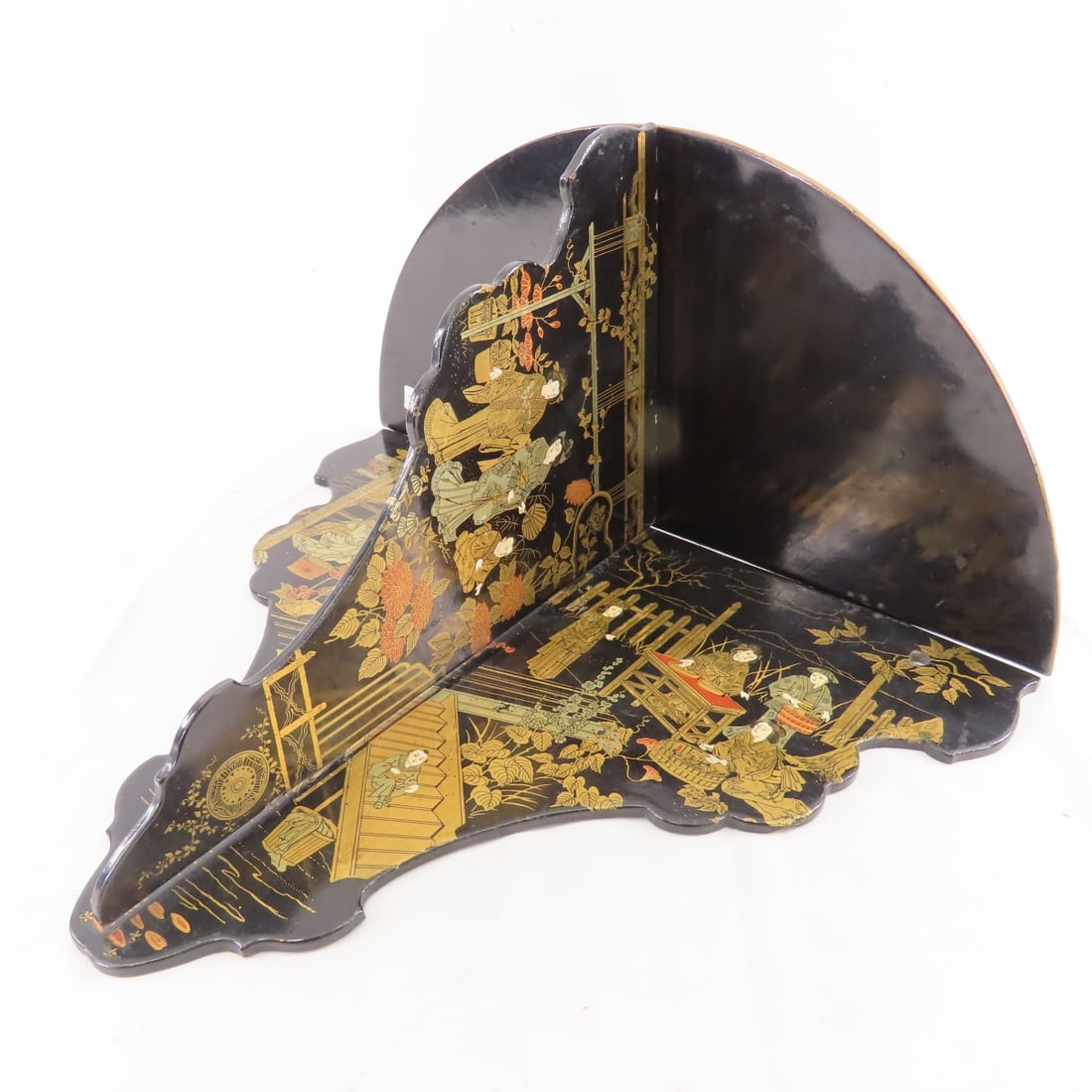 Vintage Japanese painted folding shelf & more - 4