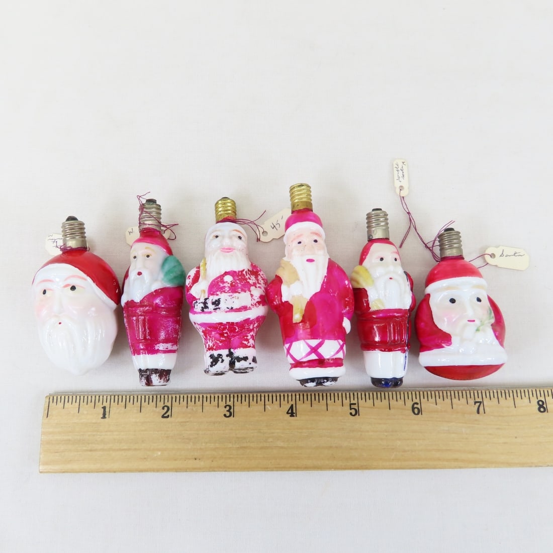 6 Vintage Santa Figural Light Bulbs - 2
