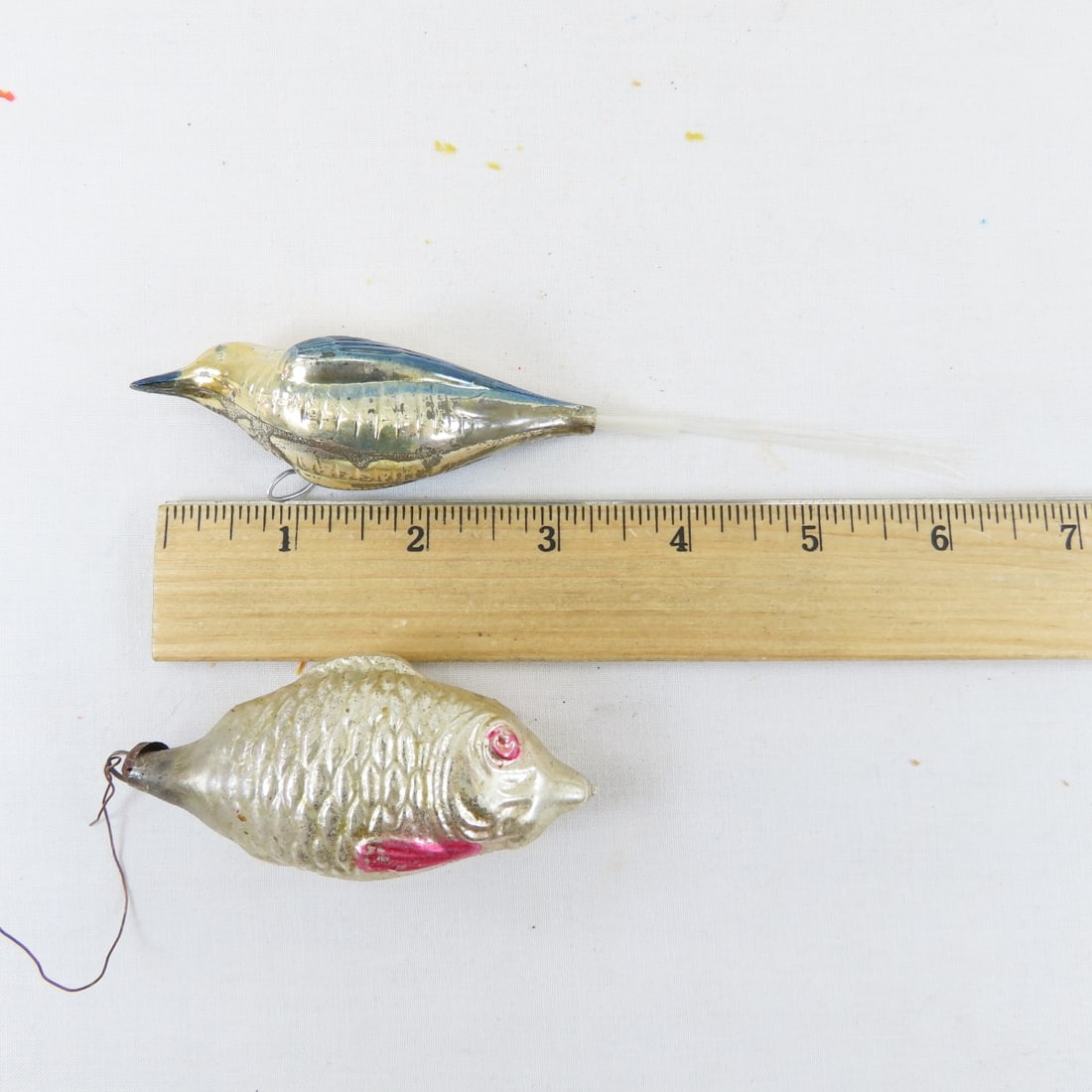 Antique German Blown Glass Ornaments, Birds, Fish - 12