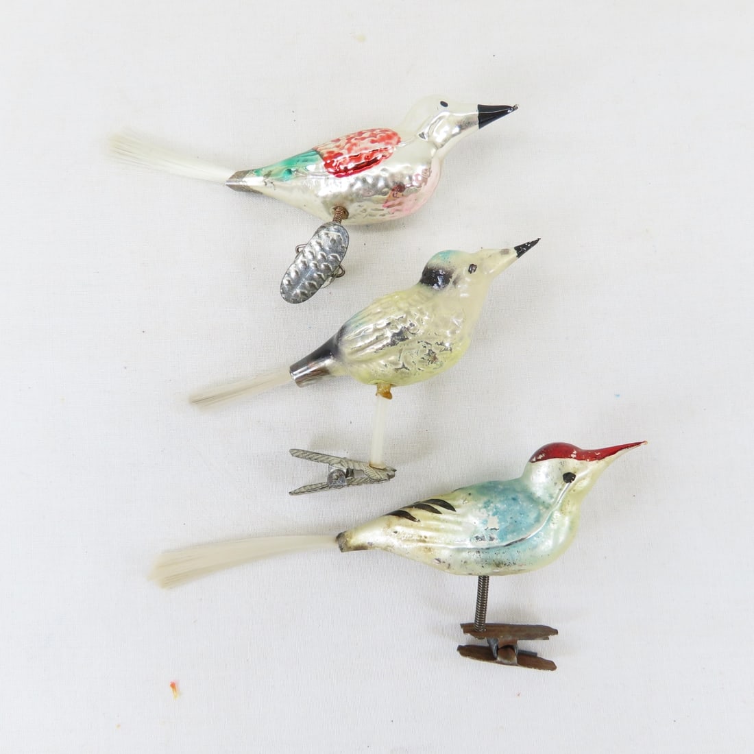 Antique German Blown Glass Ornaments, Birds, Fish - 5