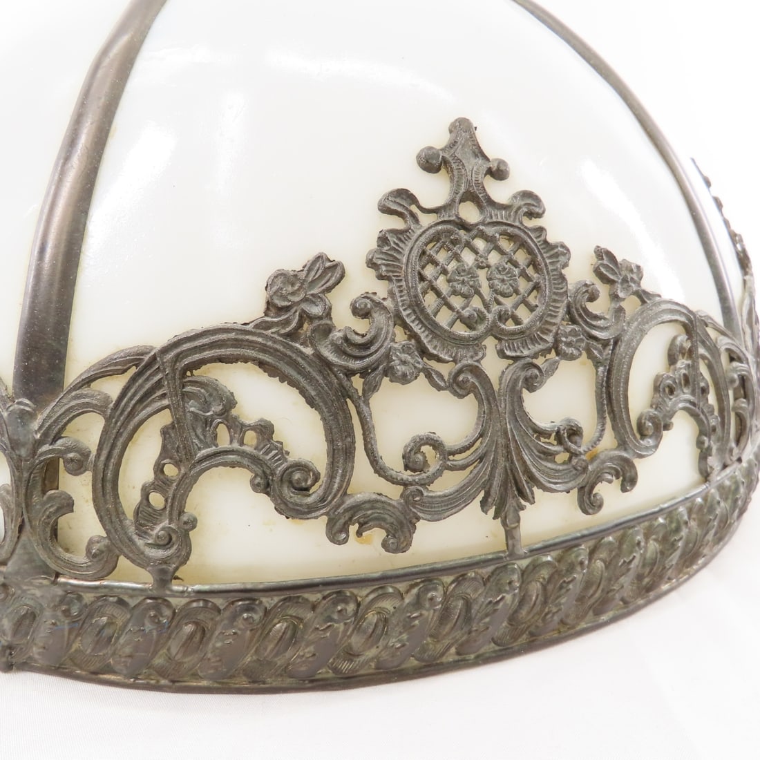Antique White Slag Glass Light Shade - 6
