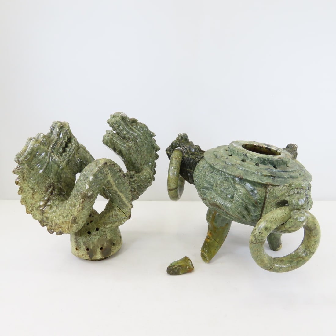 Chinese Stone Censer & Wood Carved Dragon - 12