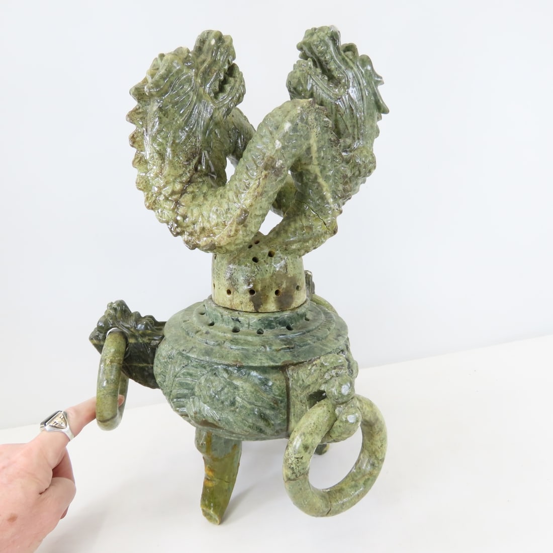 Chinese Stone Censer & Wood Carved Dragon - 13