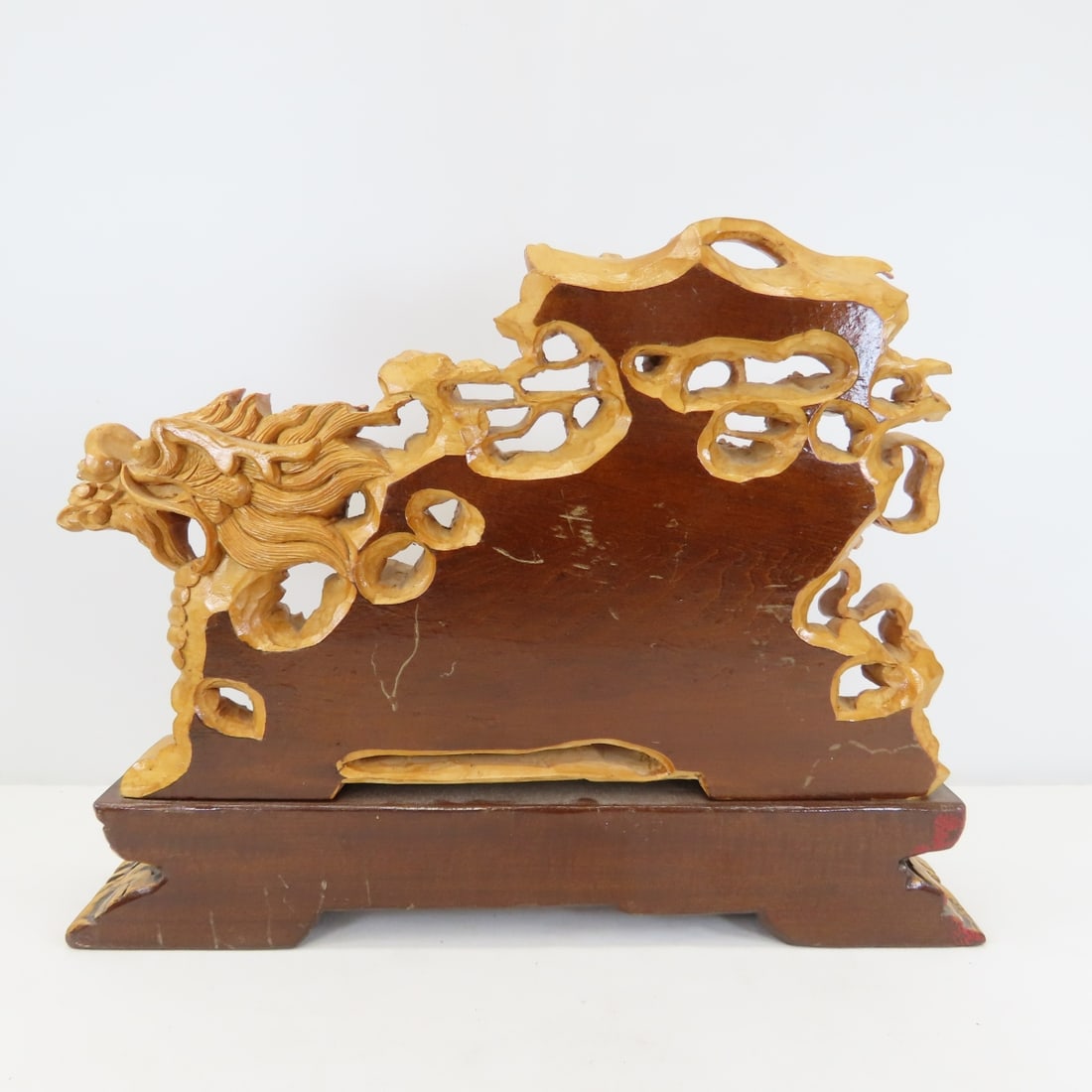 Chinese Stone Censer & Wood Carved Dragon - 8