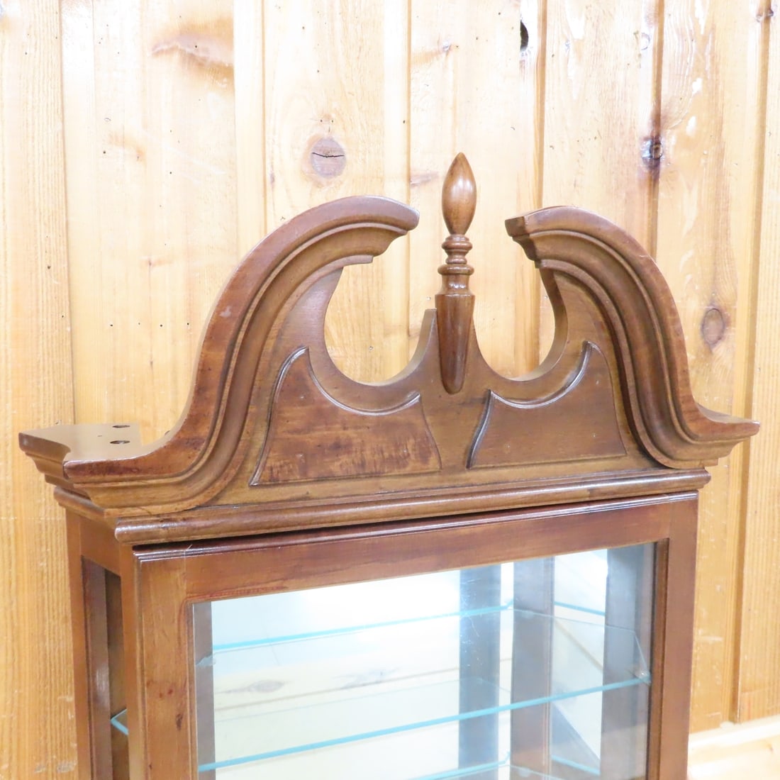 Vintage Wood Display Cabinet w/Glass Shelves - 2