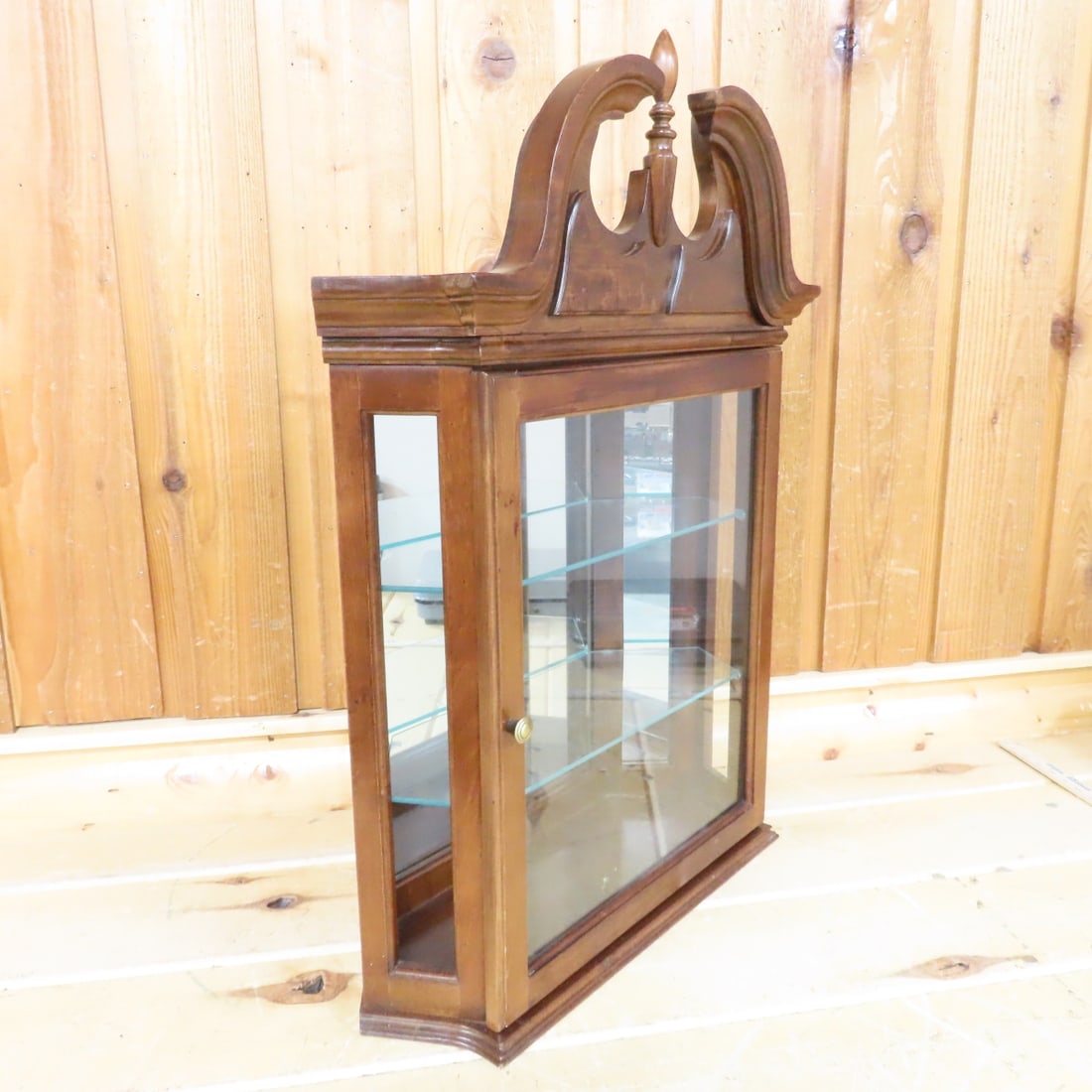 Vintage Wood Display Cabinet w/Glass Shelves - 3