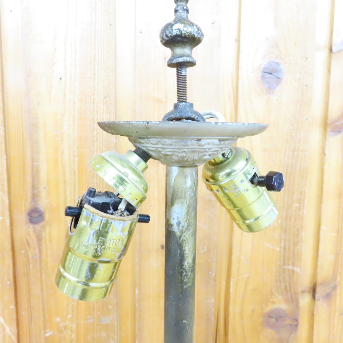 2 Antique Hubbard Style Cast Metal Lamps - 14
