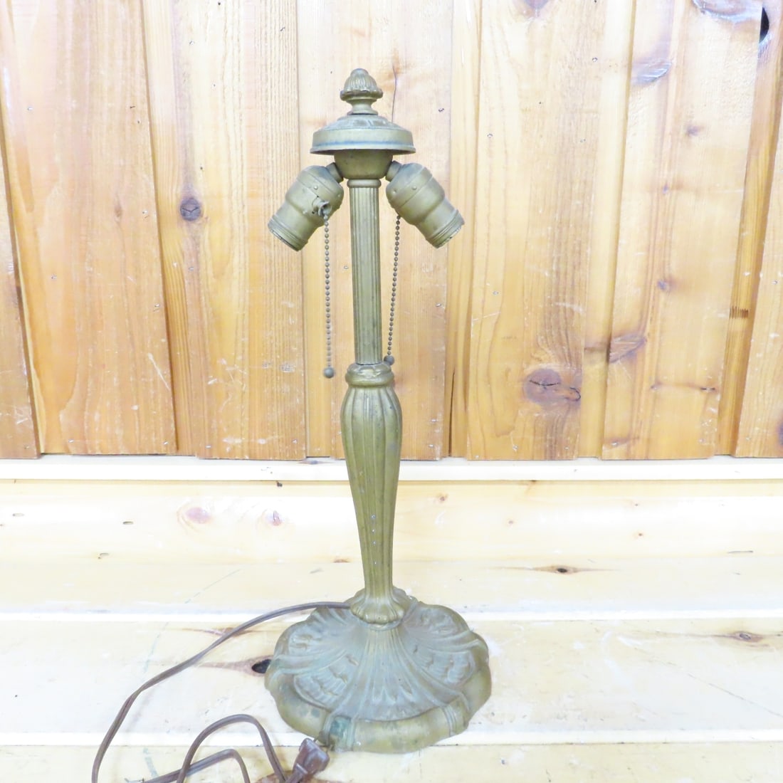 2 Antique Hubbard Style Cast Metal Lamps - 2