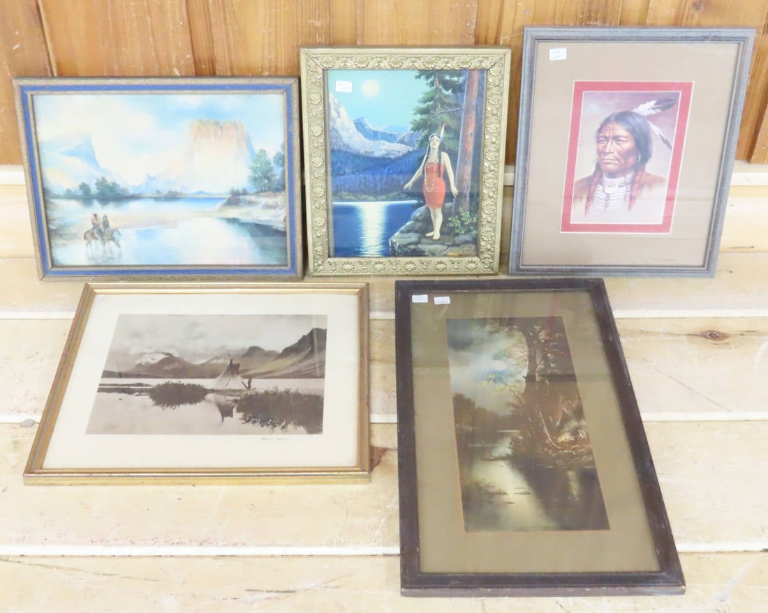 5 Vintage Framed American Indian Lithographs (1 of 20)