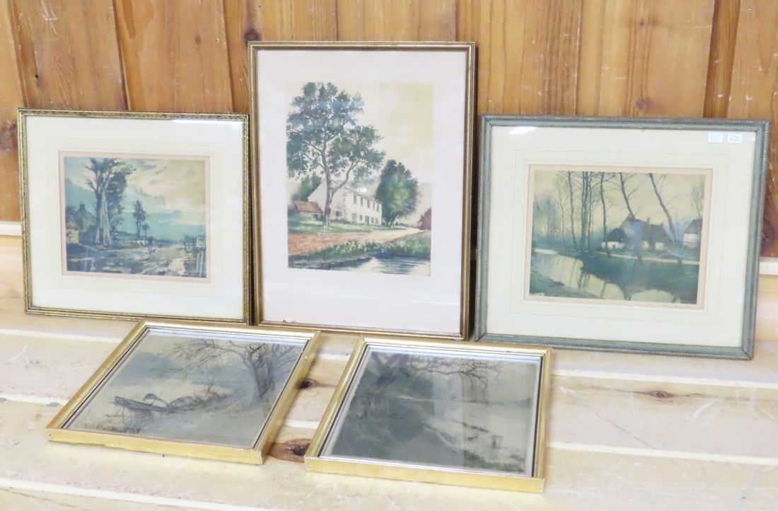 5 Vintage Signed & Framed Landscape Etchings (1 of 20)