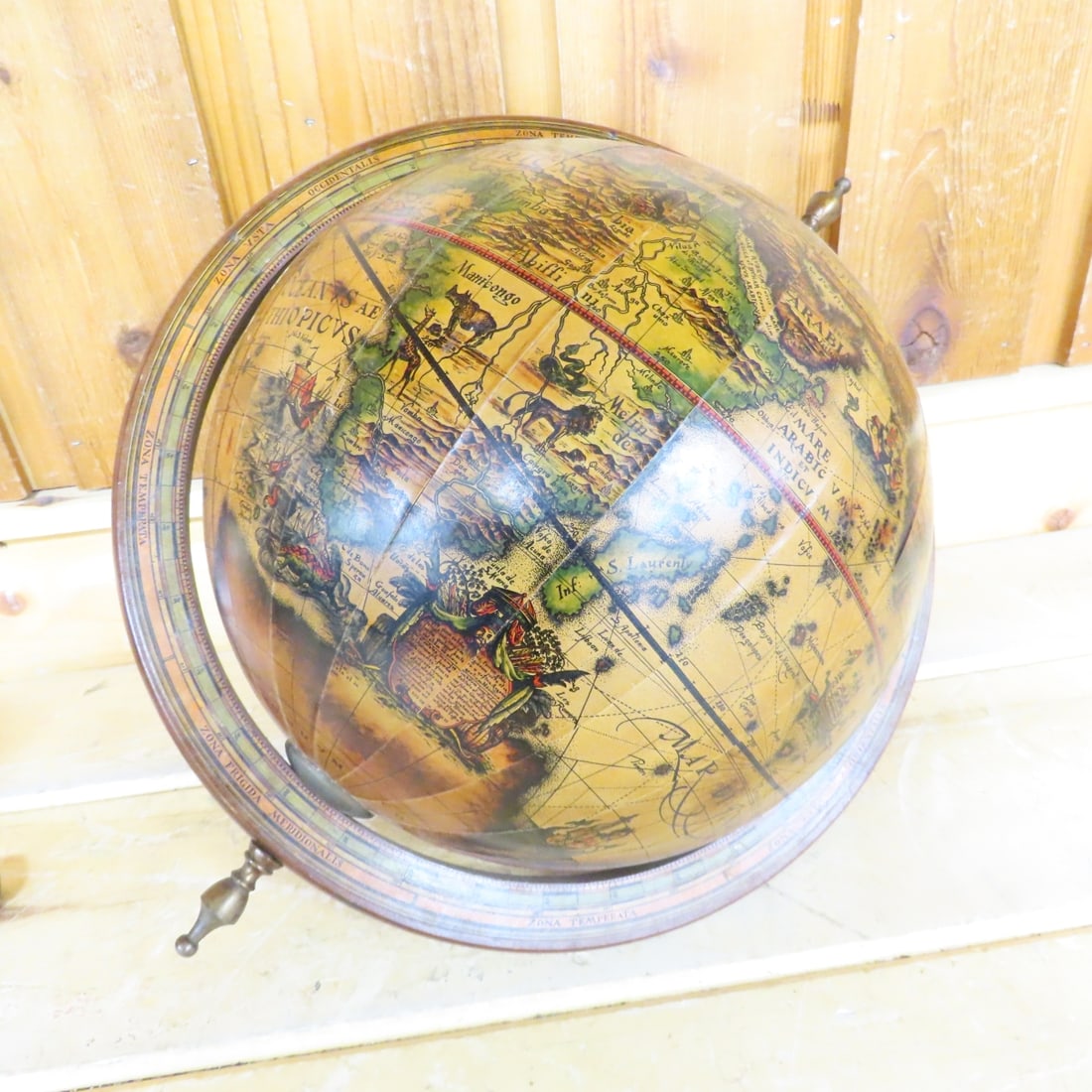 Vintage Italian Standing Old World Floor Globe - 9