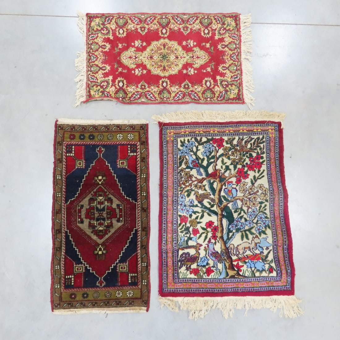 3 Vintage Hand Knotted Oriental Fringed Rugs (1 of 10)