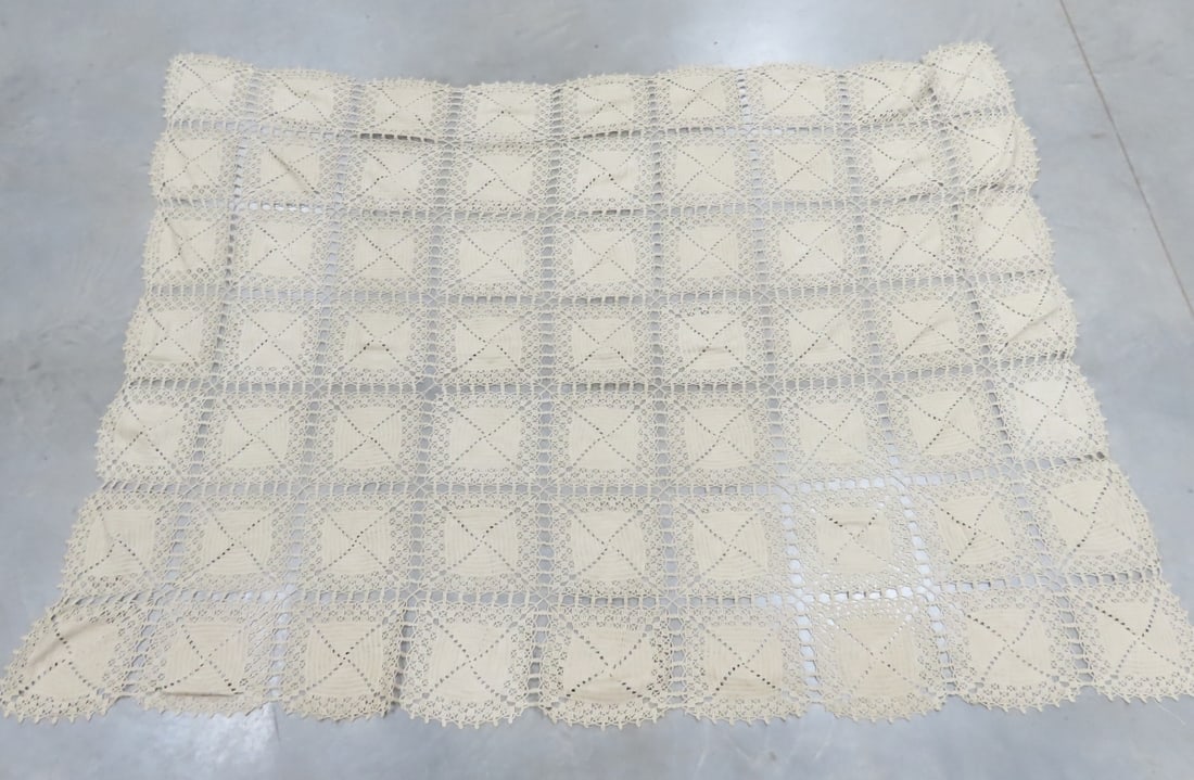 3 Antique Hand Crocheted Bed Spreads - 5