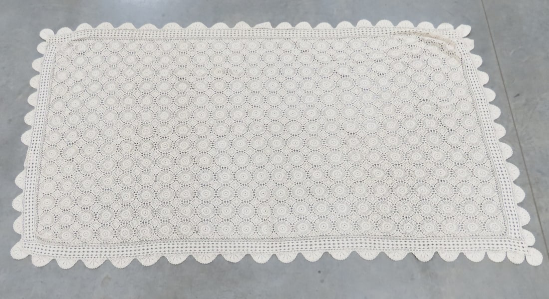 3 Antique Hand Crocheted Bed Spreads - 8