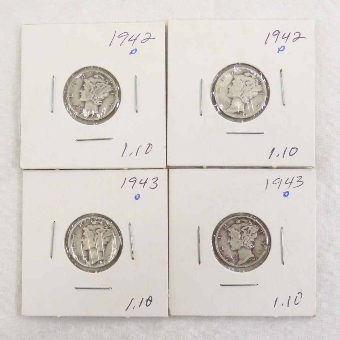 39 Mercury Silver Dimes, carded & loose - 4