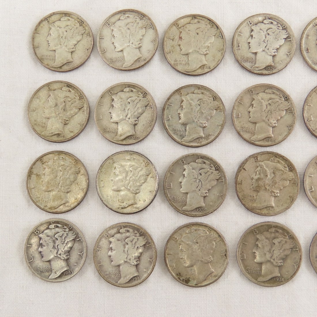 39 Mercury Silver Dimes, carded & loose - 8