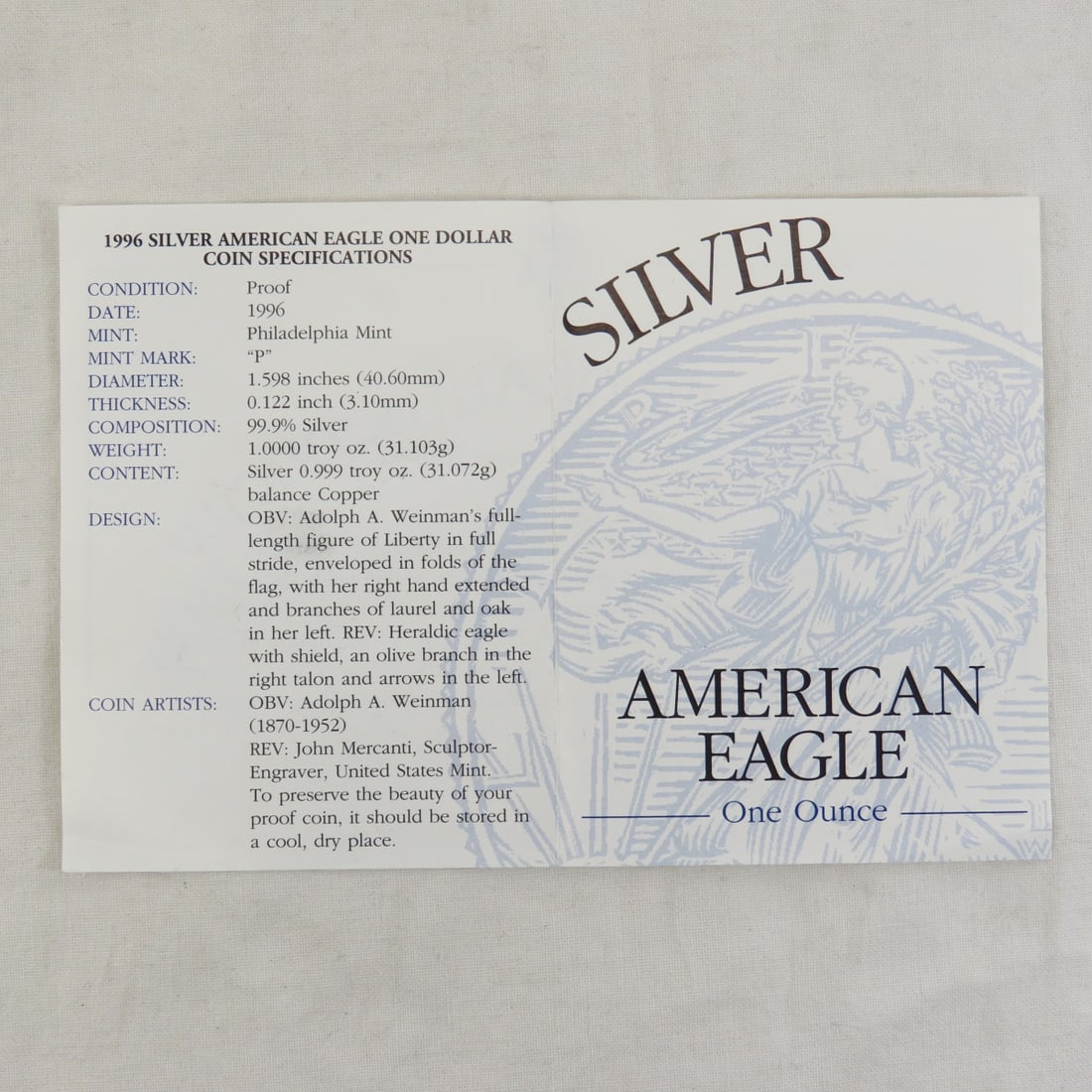 1996 American Silver Eagle Proof - 7