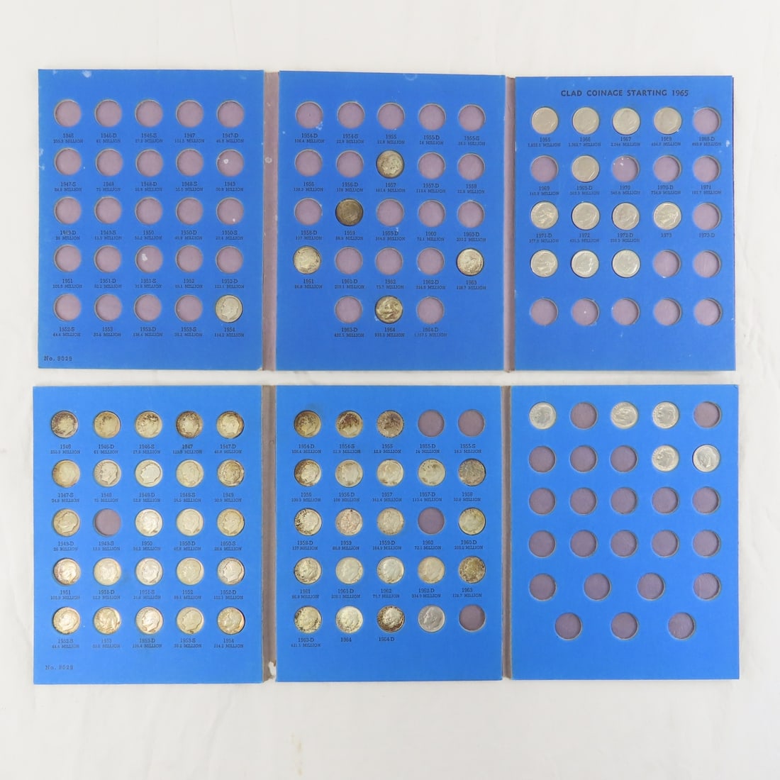 51 Roosevelt Silver Dimes in 2 books: 51 Roosevelt Silver Dimes in 2 books - some 1965 & later dates as well Lot Size 9x7x3" 2 LB Photos are part of description. (Live Auctioneers only shows a max of 20 photos). Please ask questions and