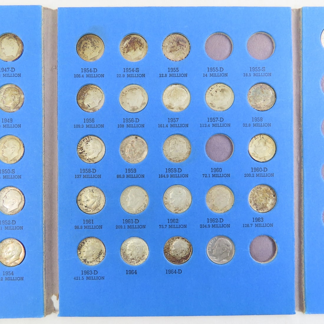 51 Roosevelt Silver Dimes in 2 books - 9