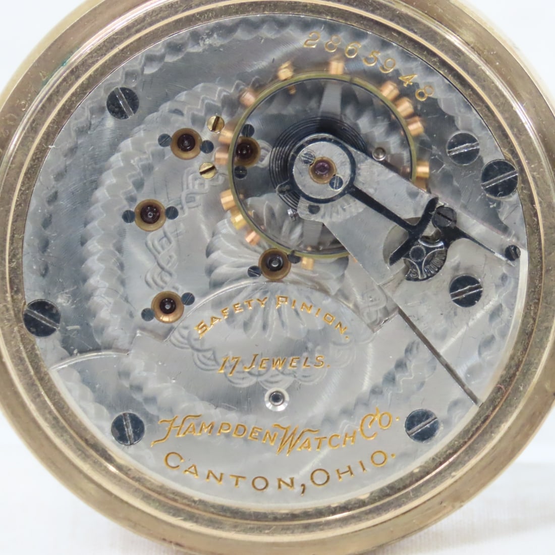 Hampden Working 17 jewel Open Face Pocket Watch - 5