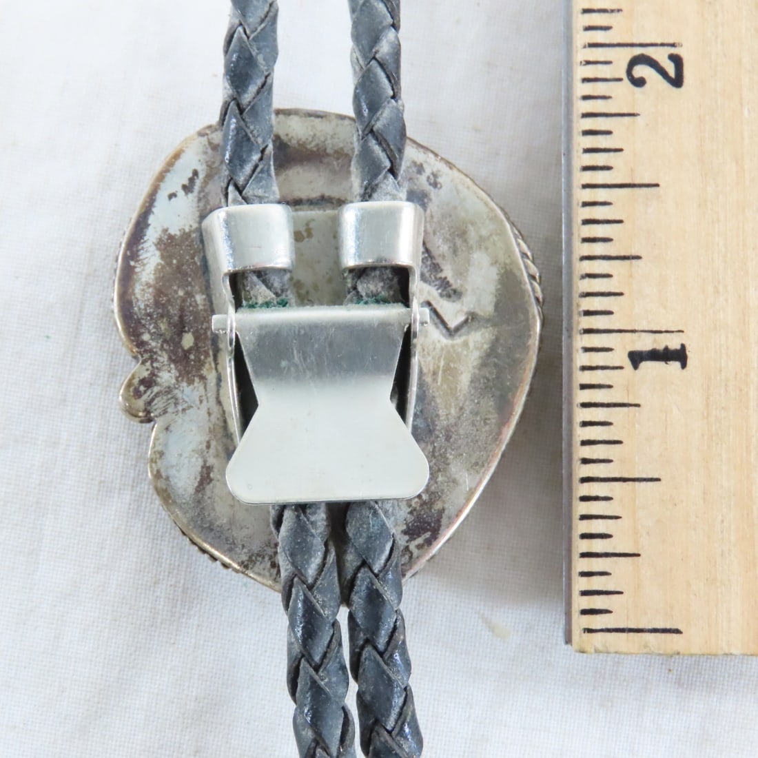 Signed Sterling Silver Turquoise Bolo Tie - 3