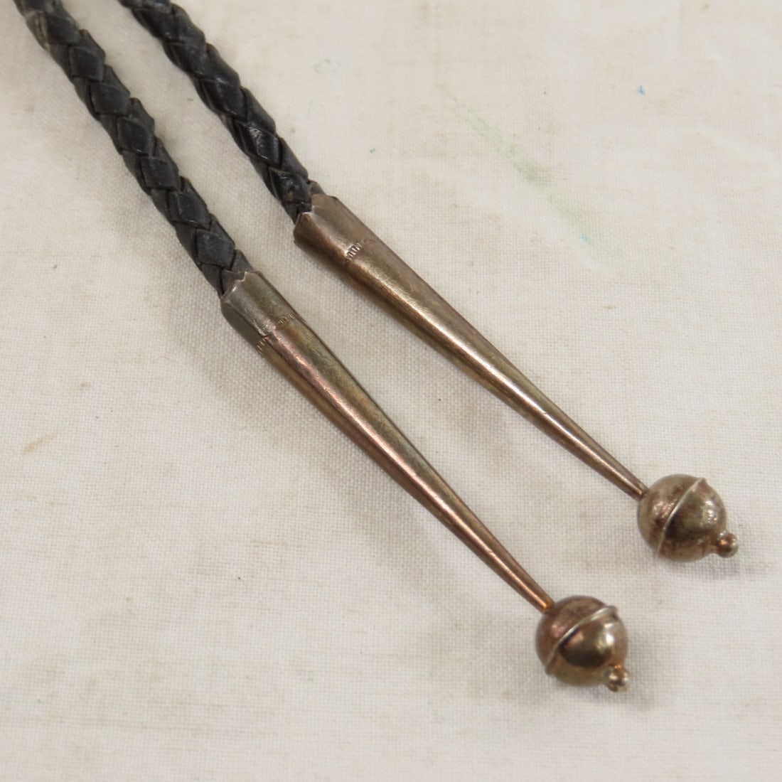 Signed Sterling Silver Turquoise Bolo Tie - 4