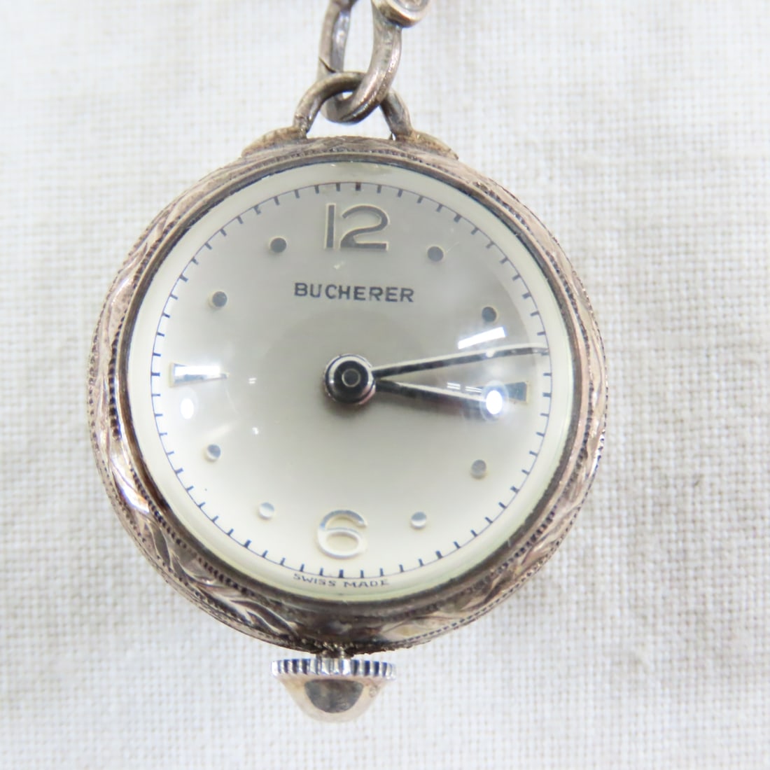 Bucherer Crystal Ball Watch on 800 Silver Chain - 10