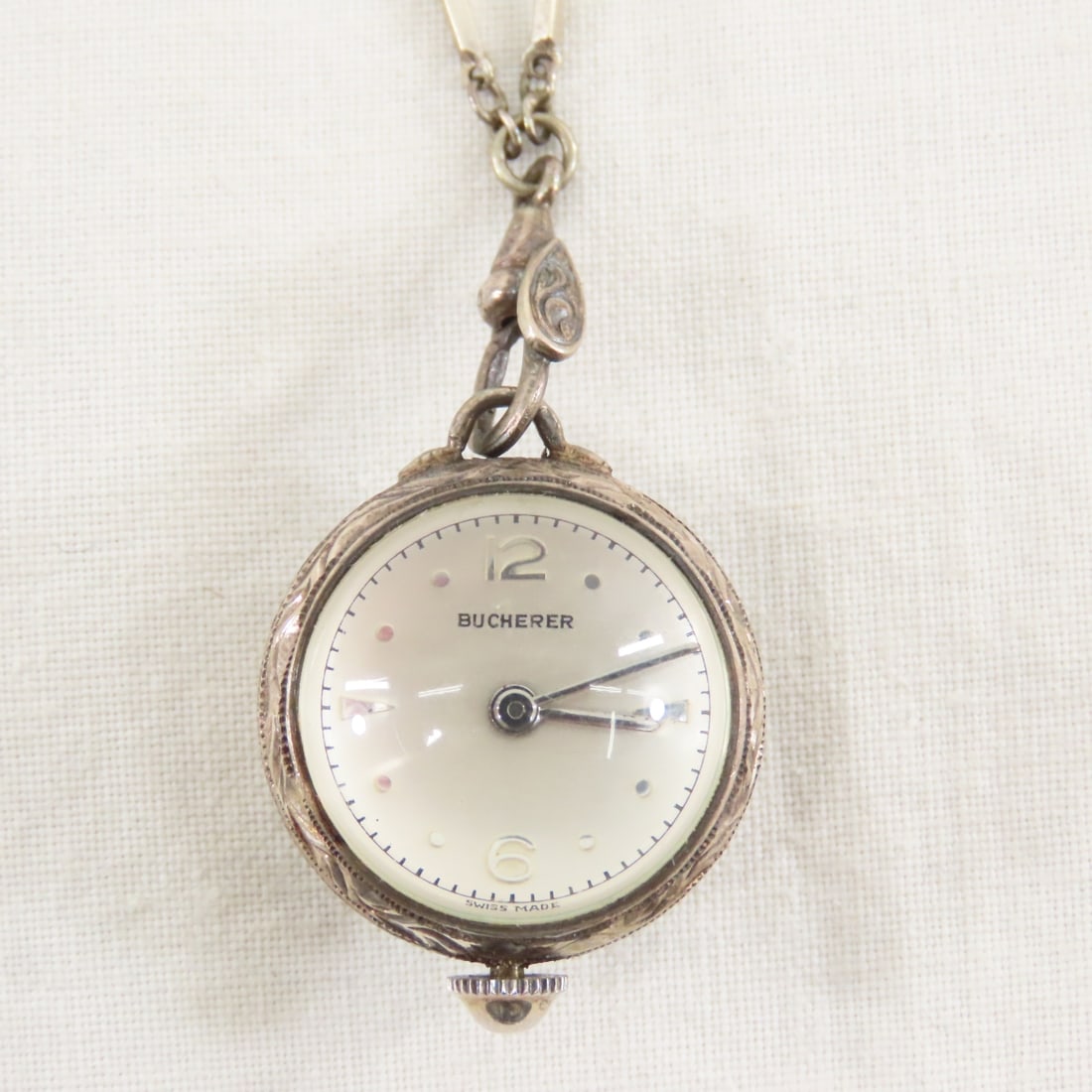 Bucherer Crystal Ball Watch on 800 Silver Chain - 2