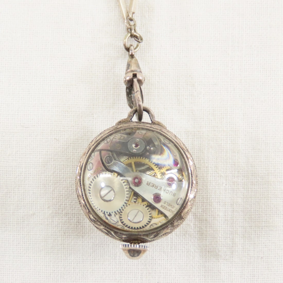 Bucherer Crystal Ball Watch on 800 Silver Chain - 3