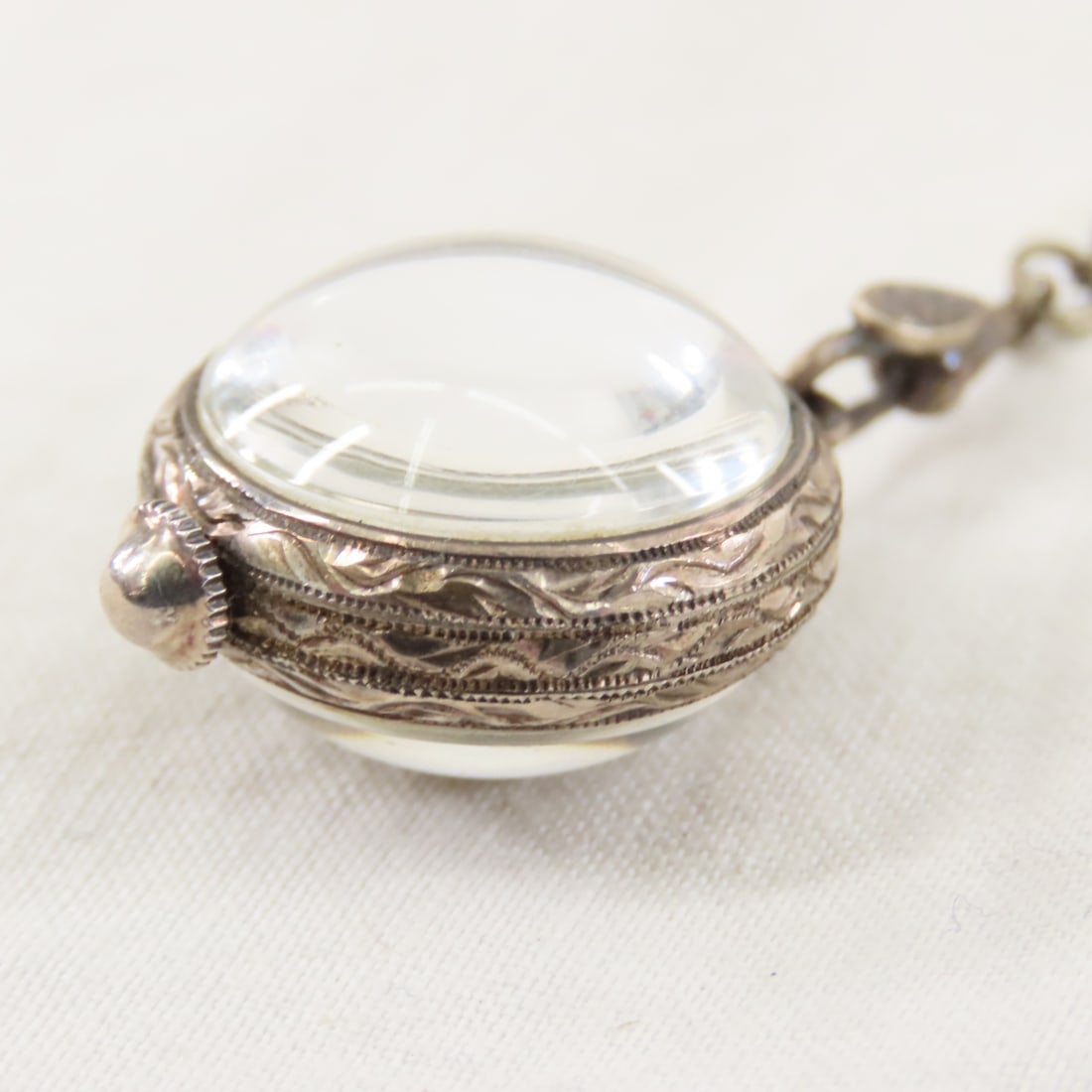 Bucherer Crystal Ball Watch on 800 Silver Chain - 5