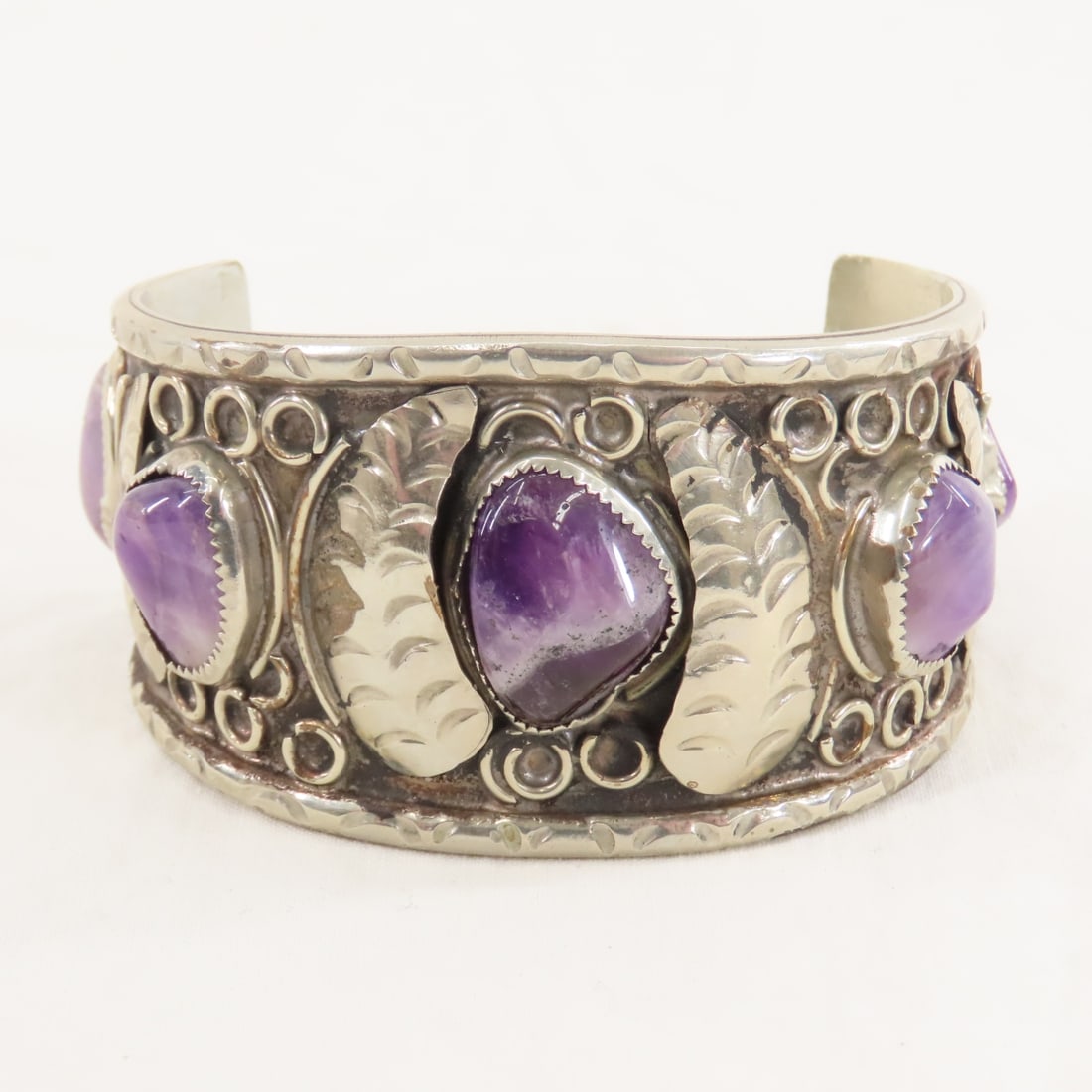 Mexico Sterling Cuff Bracelet w/Amethyst 101gtw - 2