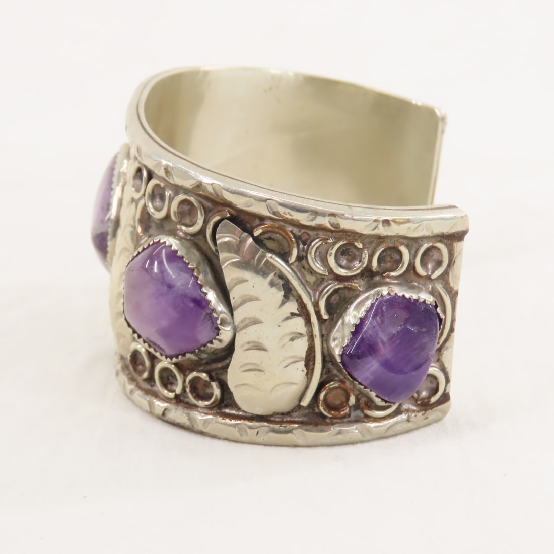 Mexico Sterling Cuff Bracelet w/Amethyst 101gtw - 3
