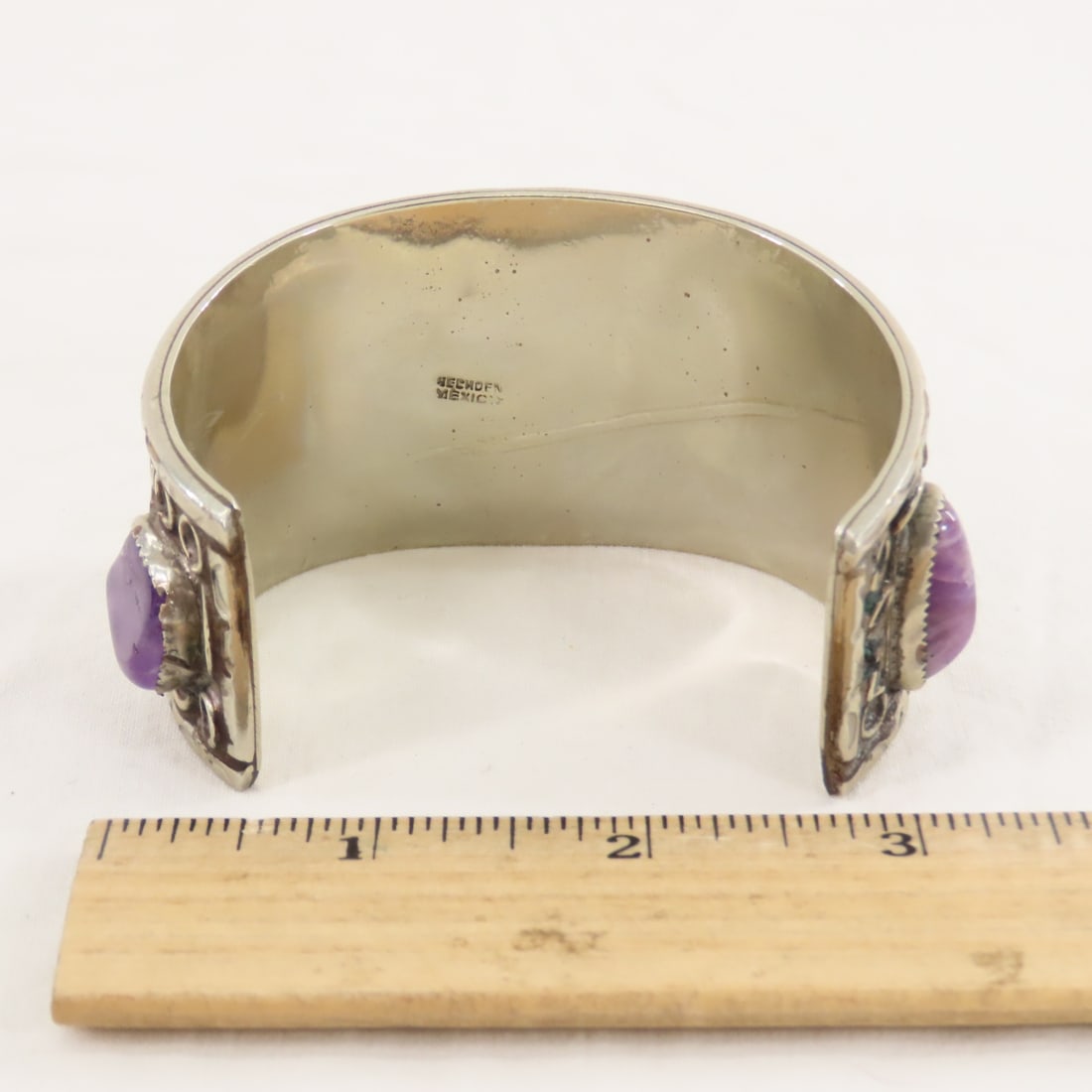 Mexico Sterling Cuff Bracelet w/Amethyst 101gtw - 4