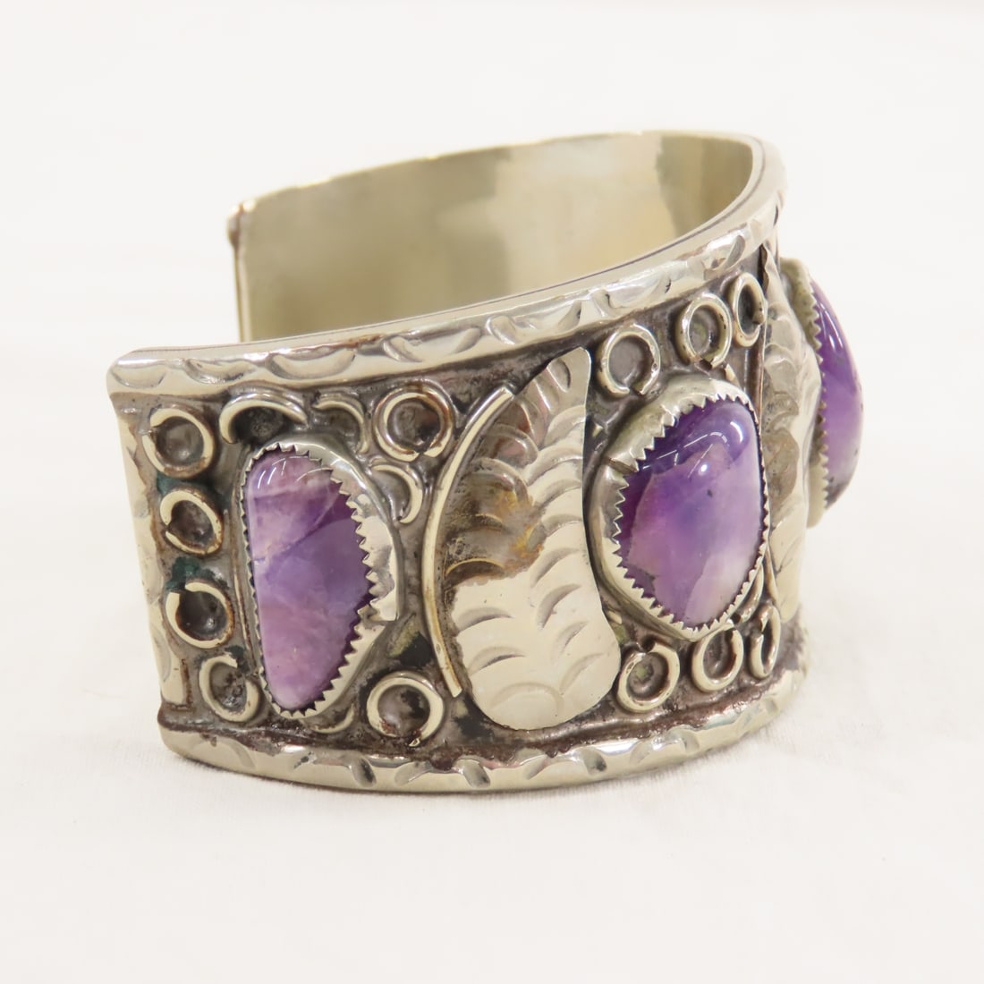Mexico Sterling Cuff Bracelet w/Amethyst 101gtw - 5