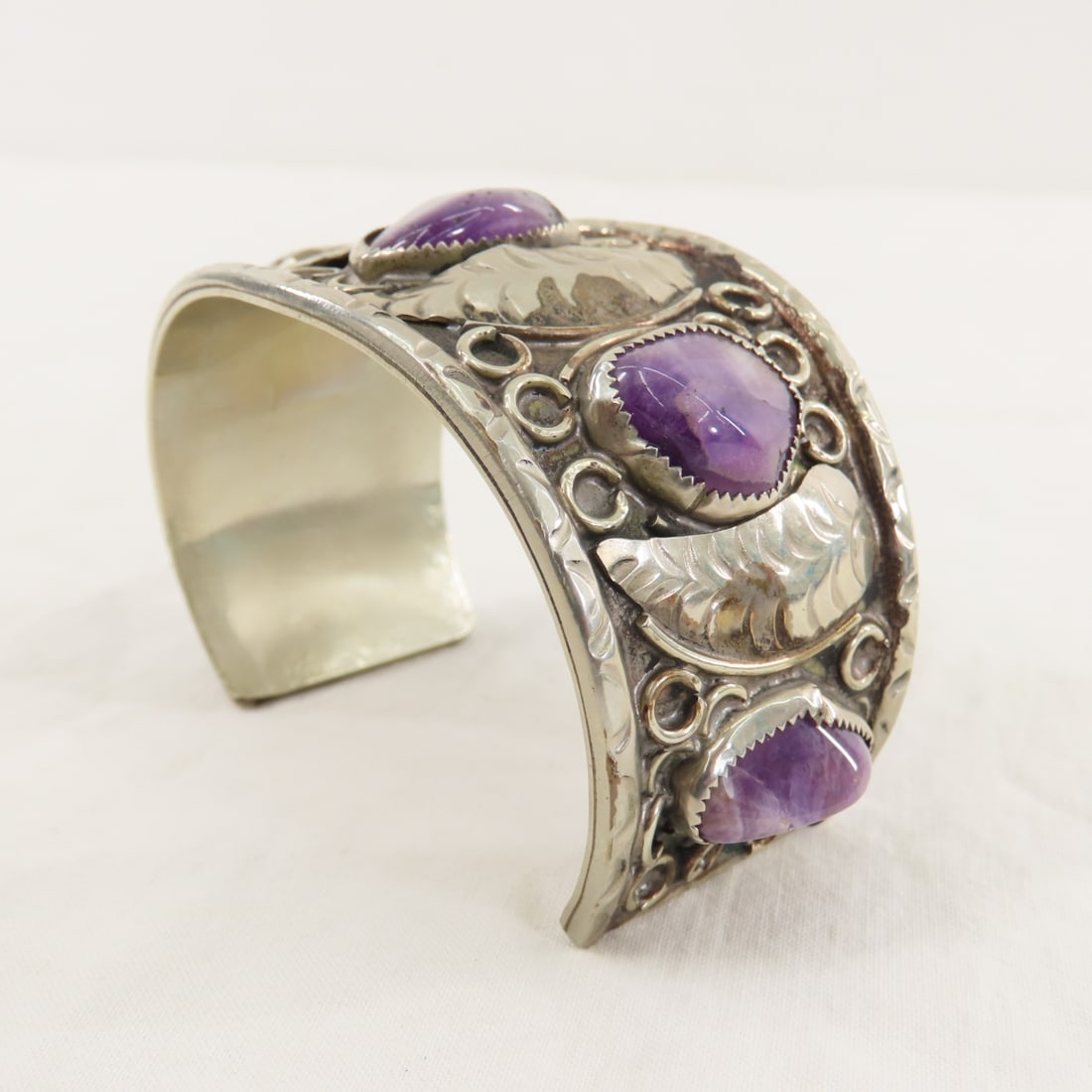 Mexico Sterling Cuff Bracelet w/Amethyst 101gtw - 8