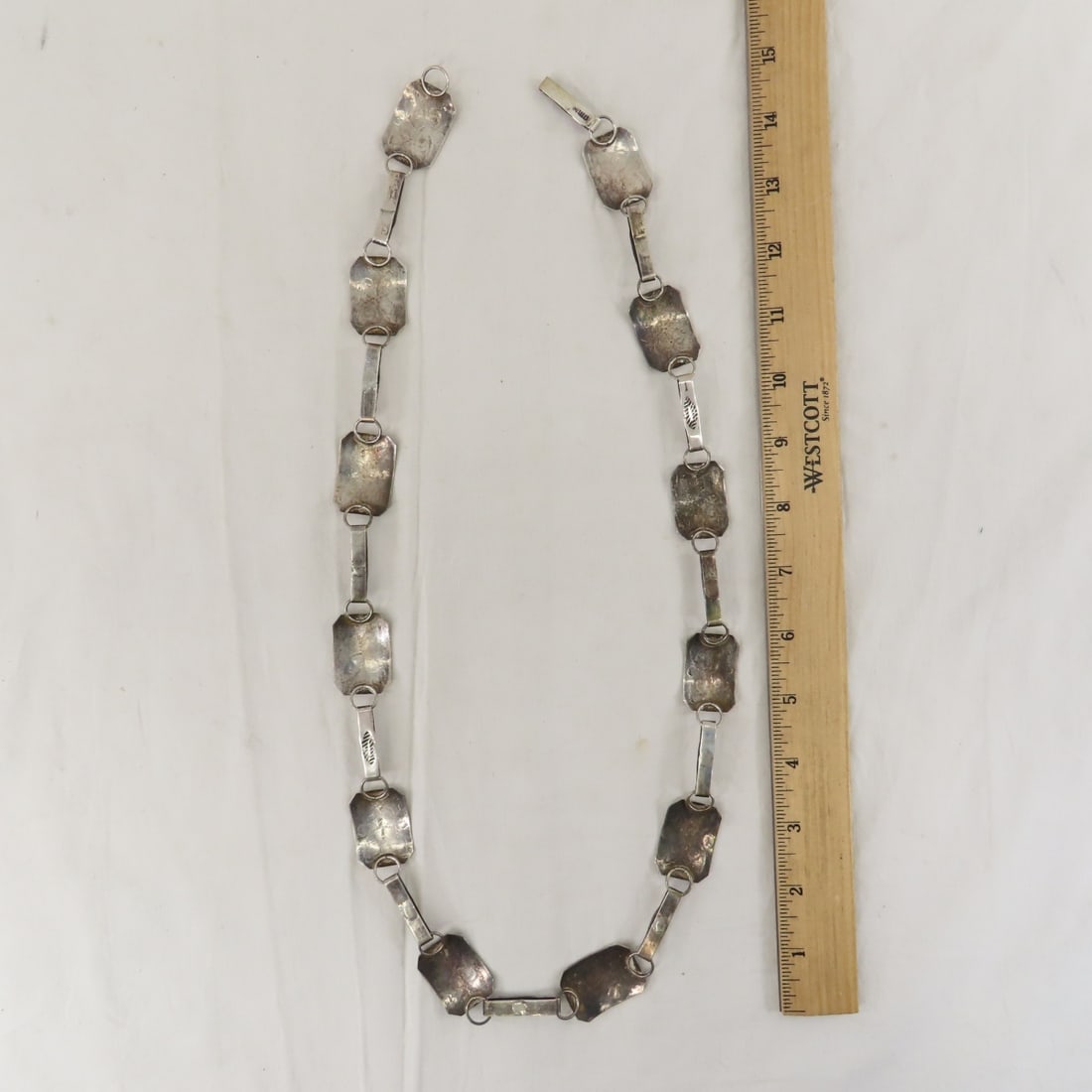 Hand Tooled Sterling Silver Belt, 32", 67 grams - 4