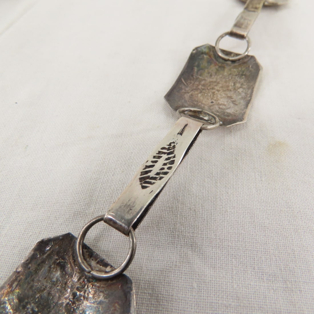 Hand Tooled Sterling Silver Belt, 32", 67 grams - 5