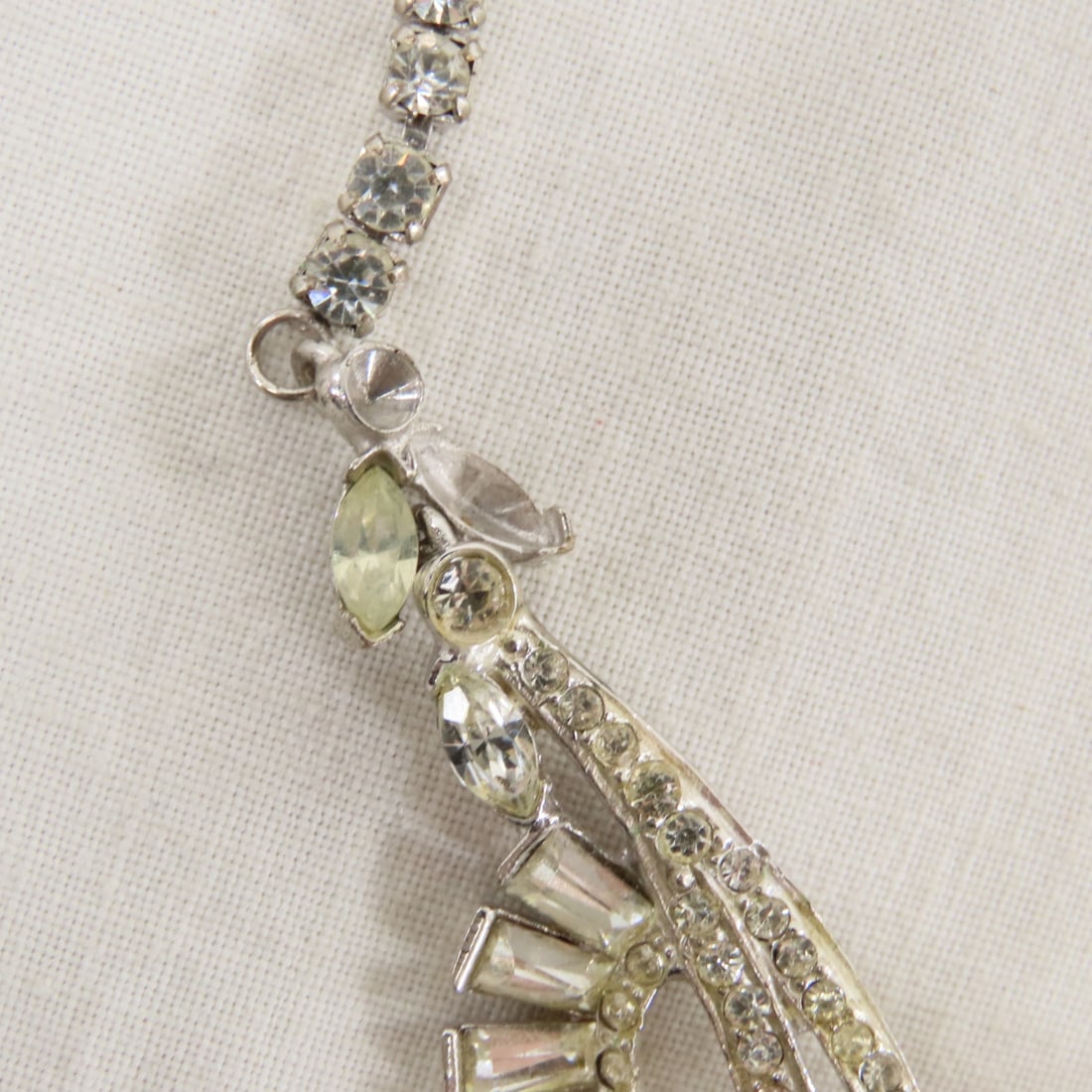 2 Sterling Silver Rhinestone Brooches & 1 Necklace - 10