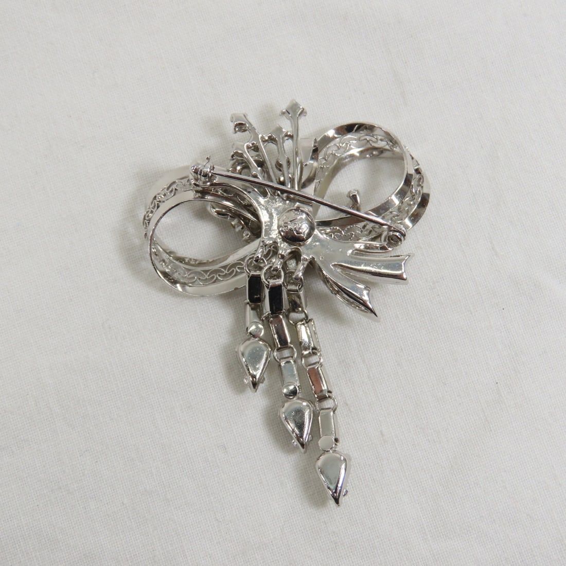 2 Sterling Silver Rhinestone Brooches & 1 Necklace - 3