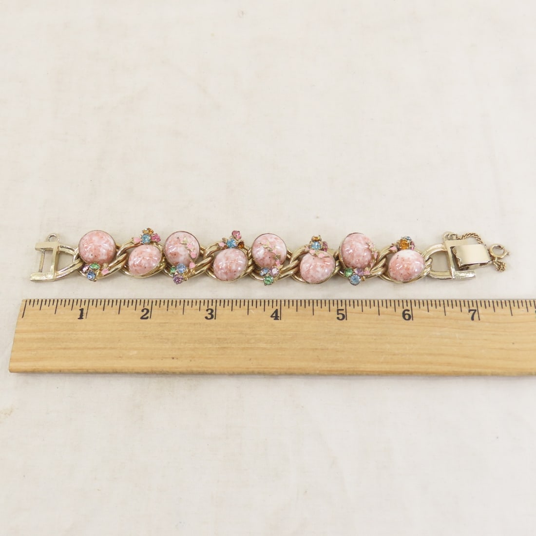 Vintage Kafin Pink Fleck Bracelet & Earrings - 2