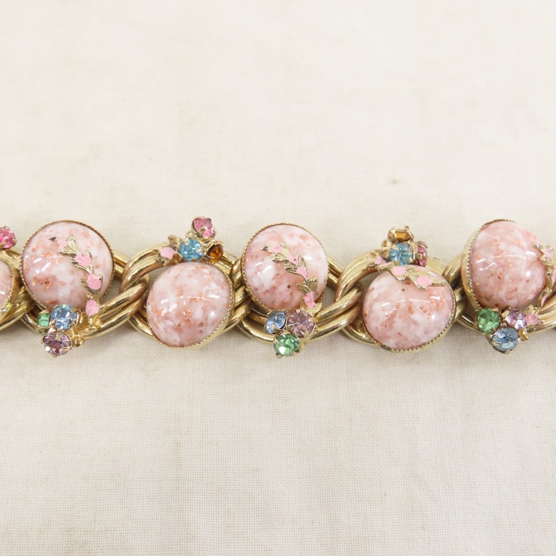Vintage Kafin Pink Fleck Bracelet & Earrings - 4