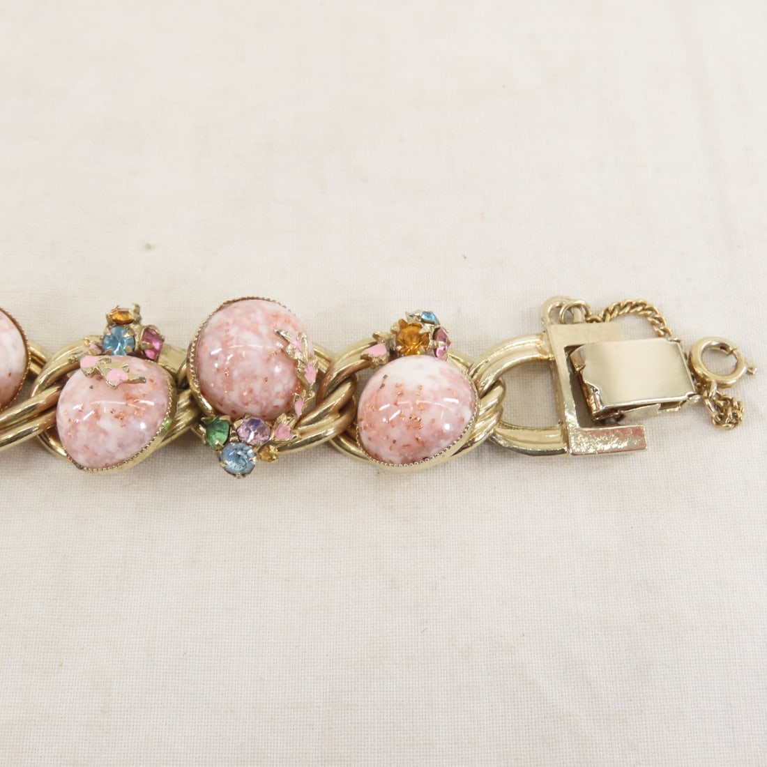 Vintage Kafin Pink Fleck Bracelet & Earrings - 5