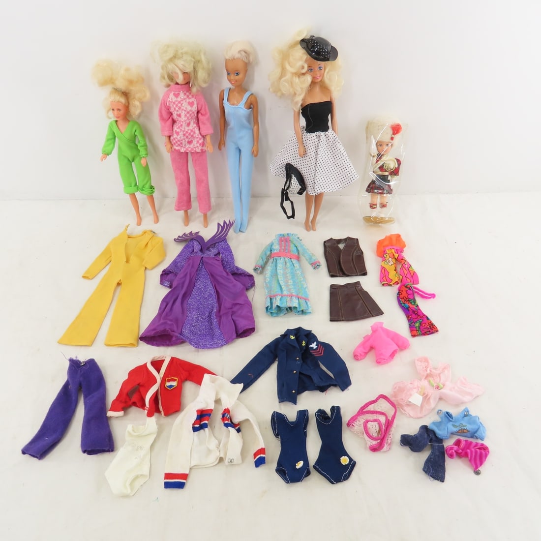 Totsy, Toy Max and Barbie Clone Doll & Accessories: Totsy, Toy Max and Barbie Clone Doll & Accessories - 2 Totsy Sandi dolls, 1 Toy Max Talking Tina- untested, Charlie's Angels Sabrina doll, Creata flower princess dress, World of Love flower dress,