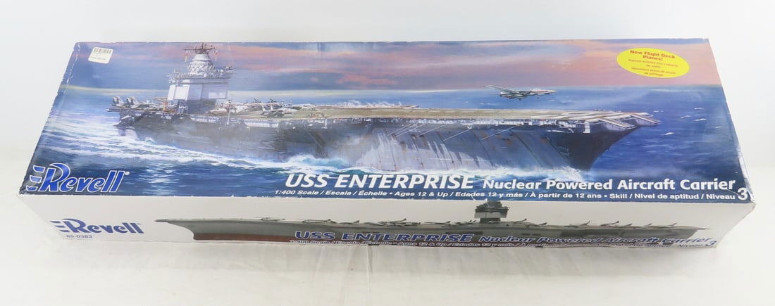 USS Ent Nuclear Power Aircraft Carrier Model: USS Ent Nuclear Power Aircraft Carrier Model - Revell 1:400 Scale USS Enterprise Nuclear Powered Aircraft Carrier Model, Open Box. Lot Size: 37 x 10 ,x 6", 4 lbs Photos are part of description.