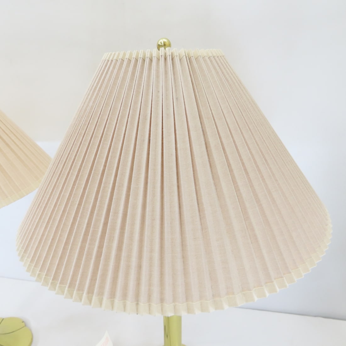 2 Vintage Stiffel 29" 'Lotus' Brass Lamps & Shades - 2