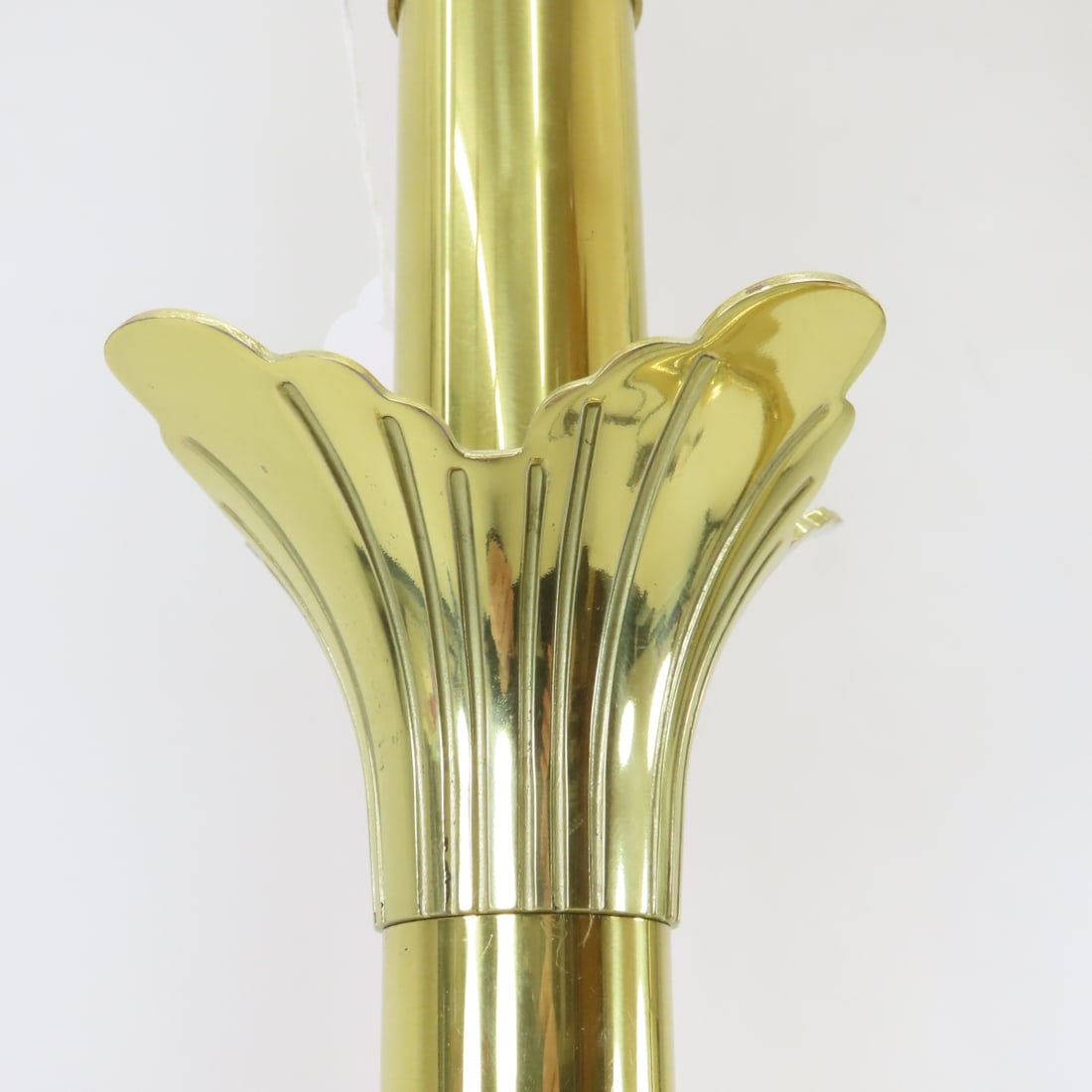 2 Vintage Stiffel 29" 'Lotus' Brass Lamps & Shades - 7