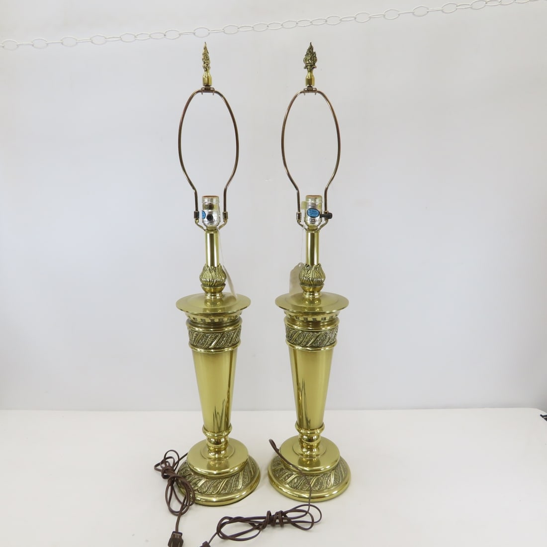 2 Vintage Stiffel 34" 'Sheaf of Wheat' Brass Lamps - 3