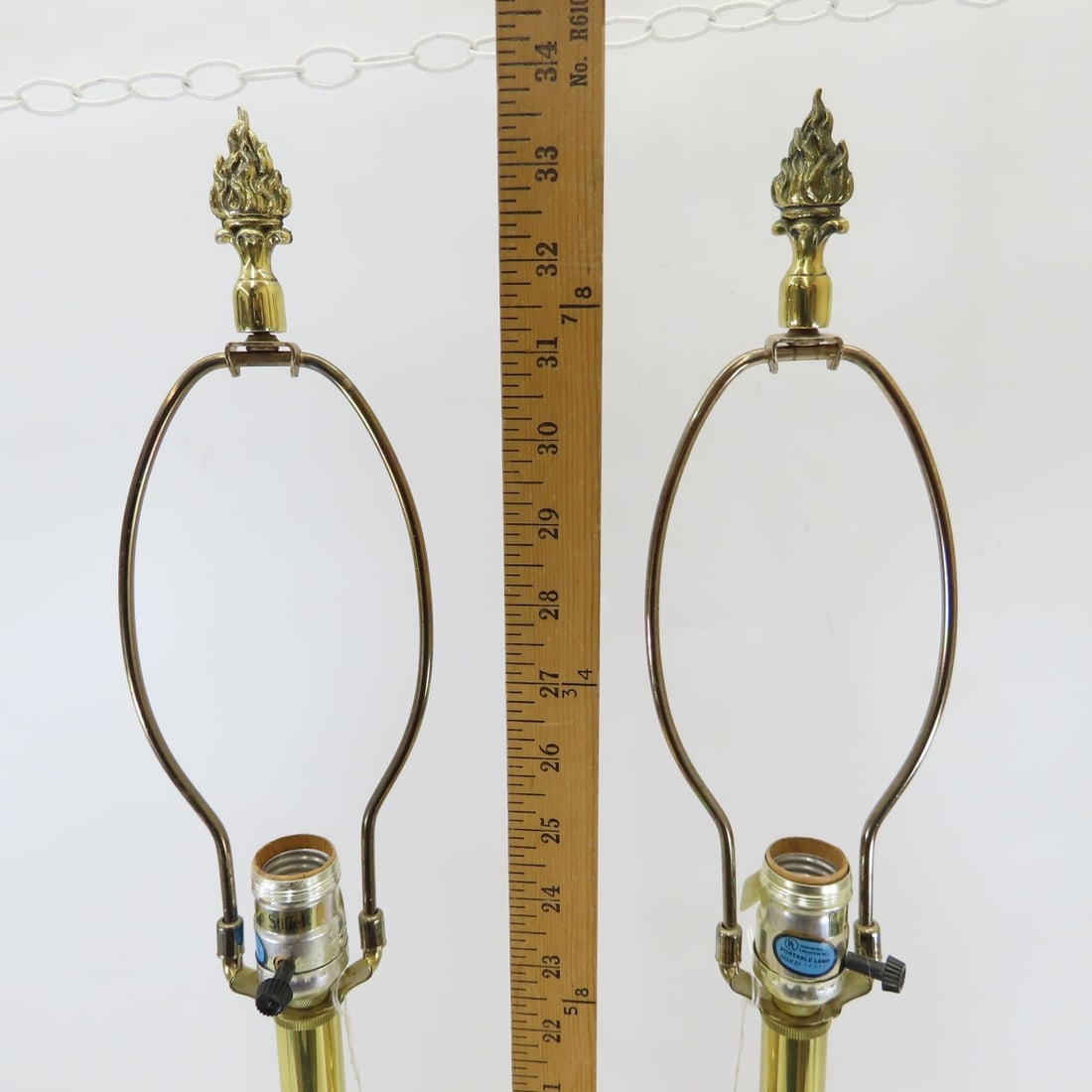 2 Vintage Stiffel 34" 'Sheaf of Wheat' Brass Lamps - 9