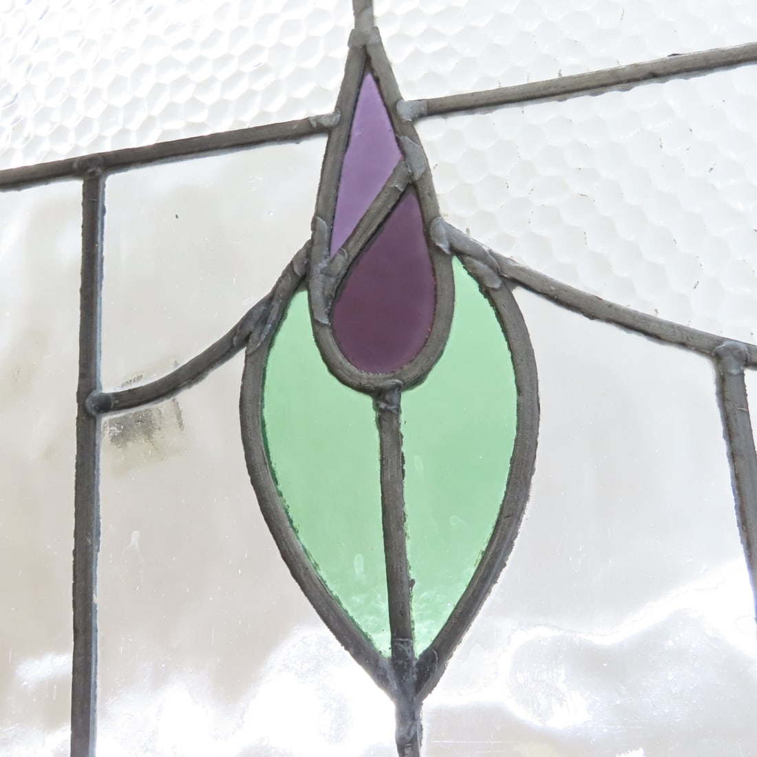 2 Vintage Leaded Stained Glass Windows - 2