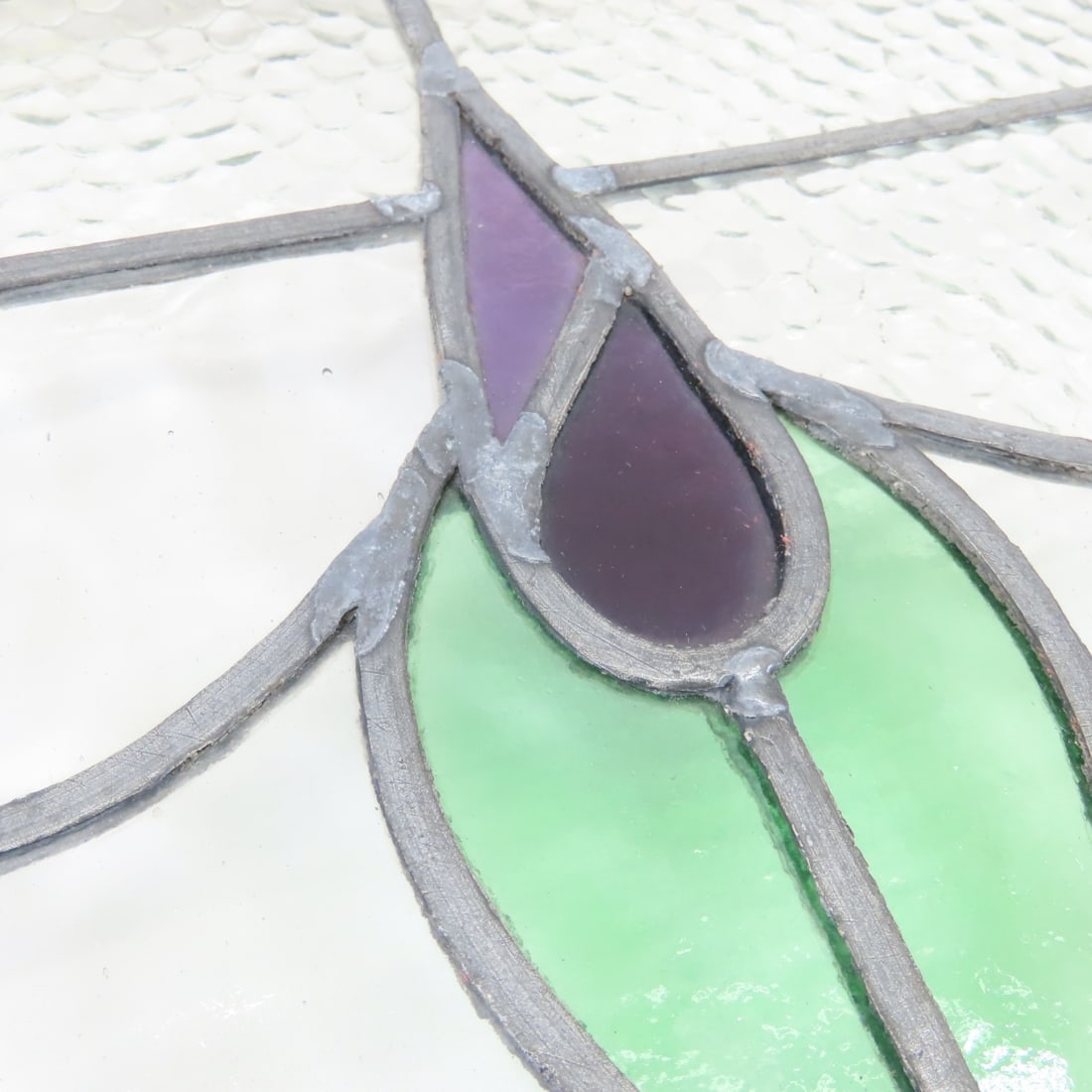 2 Vintage Leaded Stained Glass Windows - 4